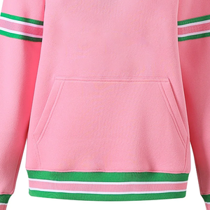 Sudadera de hermandad rosa y verde Sudadera con capucha transpirable Dobladillo acanalado Bolsillo de canguro Logotipo frontal Característica anticontracción Invierno - Product Image 6