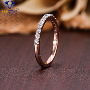 0,30 TDW banda de diamantes redondos anillo de compromiso de oro rosa de 18 quilates Cvd/Joyería de diamantes Hpht - Product Image 4