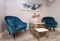 Ensemble de tables basses modernes et élégantes en or, avec plateau en marbre et tabourets latéraux à tiroirs, mobilier de maison à prix bas, directement pour mariages en Inde