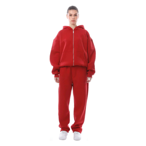 Survêtement tendance à fermeture éclair, coupe ajustée, 100% coton, personnalisable, décontracté, streetwear d'hiver, design tendance, coupe confortable, respirant - Product Image 1