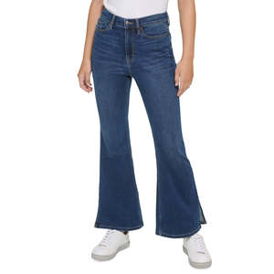 Jeans Calvin Klein da Donna a Vita Alta, Gamba Larga con Spacco, Lavabili e Traspiranti in Denim Blu, Taglie XXL XL XL-L - Product Image 1