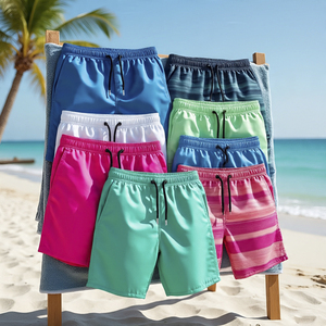 กางเกงว่ายน้ำแห้งเร็วสำหรับผู้ชายกางเกงขาสั้นชายหาดแบบสั่งทำสำหรับฤดูร้อนพร้อมกระเป๋าคาดเอวยางยืดสำหรับกีฬาทางน้ำ - Product Image 6