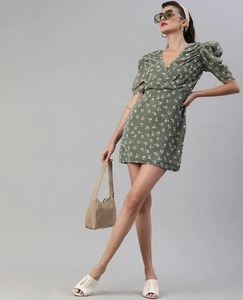 Robe indienne en coton bloc à la main pour femmes vêtements d'été courts élégants pour les fêtes de club et la lune de miel en solde-ODM Supply - Product Image 2