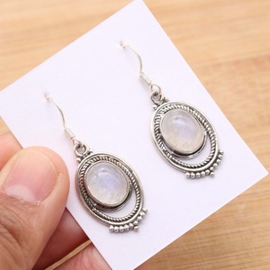 925 argent Sterling massif bleu feu pierre de lune pierres précieuses bijoux à la mode parfait femmes boucles d'oreilles cadeau donnant pour amoureux - Product Image 2