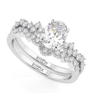 Solitario pesado de diamante de corte ovalado de 2,00 CT con acentos, anillo nupcial para mujer - Product Image 3