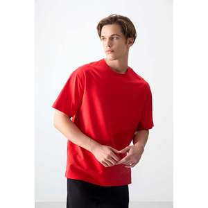 T-shirt en coton basique pour homme Air Jones, coupe ample, texture épaisse et douce, vêtement décontracté confortable, couleur Fiesta 88377 - Product Image 5