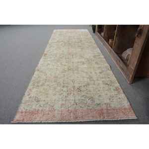 Alfombra turca Vintage, Beige, verde, 3x8 pies, tejido plano clásico, diseño de retazos, Material de lana, látex para decoraciones de sala de estar - Product Image 2