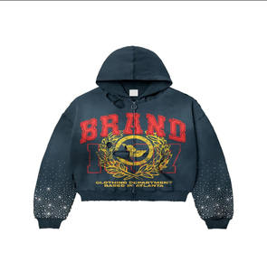 Pull à capuche personnalisé pour hommes Polaire surdimensionné de couleur unie avec poches brodées, poids lourd vieilli - Product Image 3