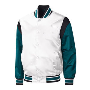 Veste de baseball de qualité supérieure, style universitaire, bomber, varsity, violette et dorée, manches en cuir véritable, service OEM - Product Image 1