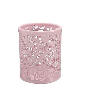Hollow Rose Flower Pattern Cylinder Pen Pencil Pot Holder Container Organizer - Product Image 2