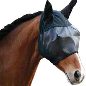Masque anti-mouches pour cheval en tissu maillé PVC traité anti-UV, avec protège-nez, couleurs et tailles assorties, accessoires pour cheval, équitation - Product Image 1