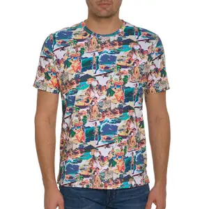 Camiseta personalizada con impresión digital 3D para hombre, camiseta de manga corta con cuello redondo y transpirable de gran tamaño para hombre a la venta