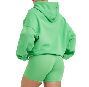 Ensemble sweat à capuche oversize et short extensible pour femme, 100 % coton, logo frontal, vêtement décontracté écologique - Product Image 5