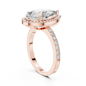 Anillo de Oro de 18k Clásico con Diamante Cultivado en Laboratorio, Corte Pera Redondo, para Mujer, Certificado, Regalo de Aniversario de Bodas - Product Image 5