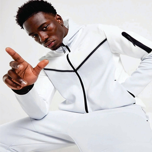 Chándal de lana técnica para hombre de diseño OEM 65% algodón 35% poliéster cremallera Sudadera con capucha pantalones de chándal para chándal de invierno - Product Image 4