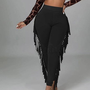 Diseño de logotipo personalizado Pantalones de cuero de gamuza para mujer Color sólido Ropa informal Decoración elástica Técnicas lavadas Precio razonable - Product Image 2