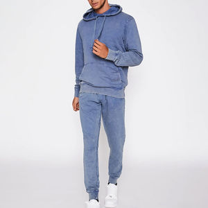 Chándal de hombre de alta calidad, ropa de calle, chándal de algodón 100% lavado con ácido, logotipo personalizado, conjunto ligero para correr al aire libre - Product Image 1