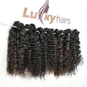 Extensiones de Cabello Humano Indio 100% Natural, Color Negro Rizado, Cutícula Alineada, Ondulado Profundo Suelto, Doble Trama a Máquina - Product Image 1