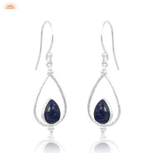 Pendientes Elegantes de Plata de Ley 925 con Piedra de Lapislázuli, Hermosos Pendientes Hechos a Mano para Mujer, Regalo para Ella - Product Image 3
