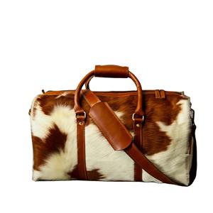 Bolsa de Viaje de Cuero Genuino con Pelo, Estilo Vintage, Gran Capacidad, Ligera, con Cierre de Cremallera, Resistente, LHODB-0149 - Product Image 1