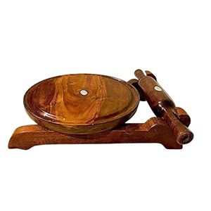 Wooden Chakla <b>Chapati</b> Roti <b>Maker</b> Circular Board Rolling Pin Combo Pack Eco-Friendly Floral Pattern Dough Rolling Tool - Product Image 4