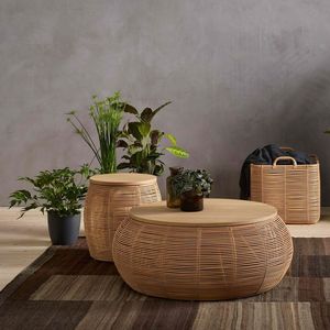 Table gigogne royale moderne et élégante à la mode en rotin fait accessoires de meubles de salon de couleur marron à bas prix - Product Image 3