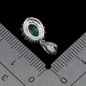 Colgante de Plata de Ley 925 de Calidad AAA+ con Topacio Azul Suizo Ovalado de 7x5mm, Joyería con Piedra Preciosa Natural Cus-Jew85 - Product Image 3