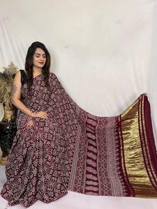 Soie Gaji la plus tendance avec Bandhej Print Saree Femme Fabricant et fournisseur de mode de Surat au taux le plus bas - Product Image 6