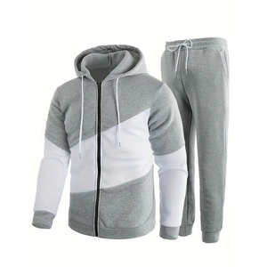 Ensemble de survêtements décontractés pour hommes, tendance hiver, brodés, 100 % coton, respirants, coupe régulière, légers, avec col à capuche - Product Image 4