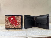 Dompet kulit bertatah tangan desainer grosir Dompet ritsleting panjang pria diskon besar-besaran tempat uang warna coklat mode hadiah untuk pria