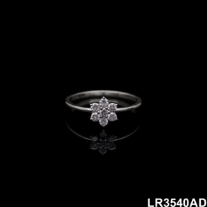 Elegant Women's 14K Gold Rhodium Plated Natural Diamond Classic Floral <b>Ring</b> Clustered Brilliant Cut Diamonds for Anniversary - Product Image 3