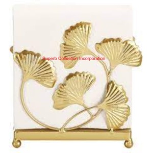 Porte-serviettes en feuille de ginkgo en métal doré de luxe distributeur de mouchoirs élégant pour Table à manger et cuisine porte-serviettes en papier fer moderne - Product Image 2