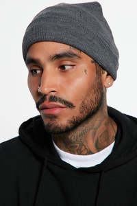 Classic Folded Cuff Grey Knit Beanie Soft 100% Cotton Ribbed <b>Vintage</b> Cycling <b>Hat</b> with Custom Logo Embroidery for Unisex Adults - Product Image 3