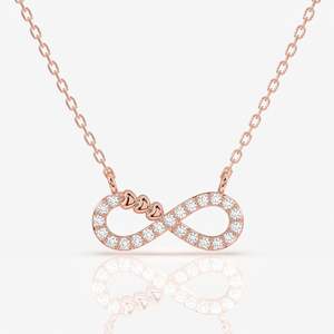 18K <b>Gold</b> Pendant with Round Cut Lab Grown Diamond Fashionable <b>Infinity</b> Design - Product Image 4
