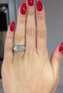 Unisex 14K White Gold Solitaire Ring with 3CT VS1 Oval Cut Lab Grown Diamond Cute Anniversary Wedding Promise Gift For Her - Product Image 6