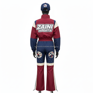 Ensemble coupe-vent pour femmes en polyester, blocs de couleur marron, marine, crème, avec impression de logo personnalisé, broderie, ensemble coupe-vent grande taille - Product Image 2