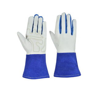 Guantes de soldadura de cuero de construcción para conductor con logotipo personalizado, antideslizantes, anticalor, guantes de cuero de seguridad con palma reforzada de piel de vaca - Product Image 1