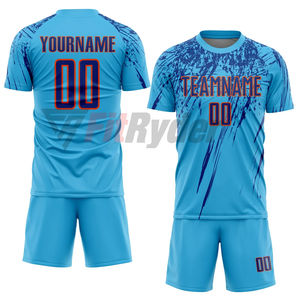 Camiseta de fútbol con impresión por sublimación personalizada, conjuntos de pantalones cortos, 100% poliéster, uniforme de equipo para adultos - Product Image 5