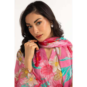 IUSTKSD-2166 Ensemble décontracté 3 pièces imprimé en tissu lawn avec broderies, respirant et élégant - Product Image 4