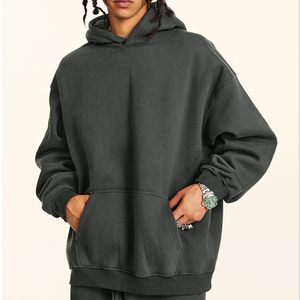 เสื้อกันหนาวมีฮู้ดสำหรับผู้ชายผ้าฟลีซ100% 300ก. เปิดไหล่เสื้อผ้าฝ้ายใส่สบายใส่ได้พอดีตัวปกติออกแบบได้ตามต้องการสำหรับฤดูหนาว - Product Image 4