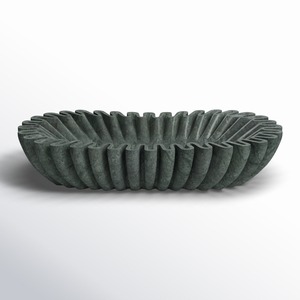 Cuenco decorativo de mármol blanco ecológico, bandeja de piedra hecha a mano, plato de mármol de lujo moderno elegante, bandeja de servicio poco profunda, pieza central - Product Image 2