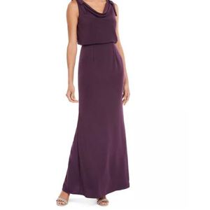 Abito da sera viola Adrianna Papell da donna, modello blouson con collo a cappuccio in raso, confortevole, taglia XS, linea ad impieghi multipli/a trapezio/a sirena - Product Image 2