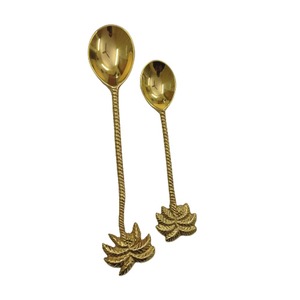 Longue poignée nervurée en relief en laiton avec cuillères à dessert de conception d'extrémité d'ananas ensemble de couverts de Style occidental pour l'hôtel de mariage à la maison - Product Image 3