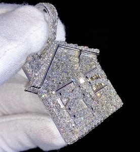 Pendentif Fleur Rose Personnalisé en Moissanite et Diamants Sertis, Bijoux Hip Hop pour Femme, Design Floral, Qualité VVS, Coupe Excellente, Bling N - Product Image 4