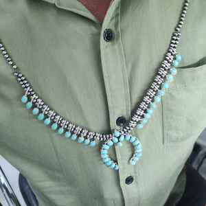 Collar de turquesa Natural Blossom, joyería Bohemia Navajo de Plata de Ley 925 para boda y compromiso, regalo de Mujer Bonita - Product Image 1