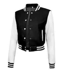 Diseño de logotipo personalizado Bordado 3D Ropa informal Liso en blanco Color blanco y negro Recortado Chaquetas universitarias de moda - Product Image 2