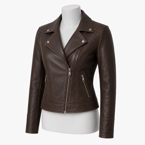 Genuine Leather Material Comfortable Fit Soft Texture Durable Premium Custom <b>Womens</b> Leather Outerwear Biker Motorcycle <b>Jacket</b> - Product Image 4