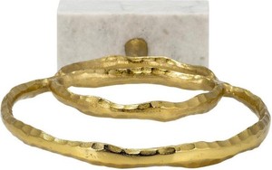 Sagebrook Home's Gold Estilo antiguo Mármol Anillo doble Acento Escultura decorativa moderna pulida - Product Image 3
