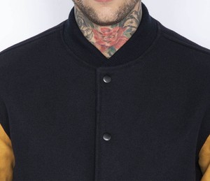 Chaqueta Varsity de Lana para Hombre, con Cuello Alto, Personalizable con Logotipo, Cálida, Transpirable, Cortavientos, Informal, Superventas, DDP - Product Image 5