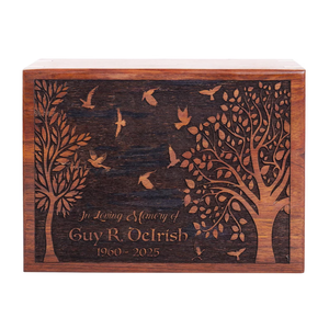 Boîte d'urne en bois personnalisée pour cendres humaines Urne de crémation Souvenirs commémoratifs pour cendres adultes avec conception d'arbre de vie - Product Image 1